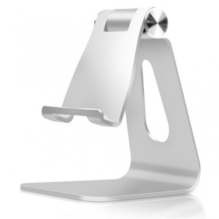 Verstelbare aluminium smartphone standaard zilverkleurig