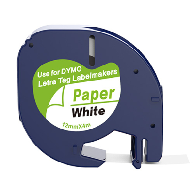 Dymo 91200 kompatibel labeltape sort på hvid 12mm